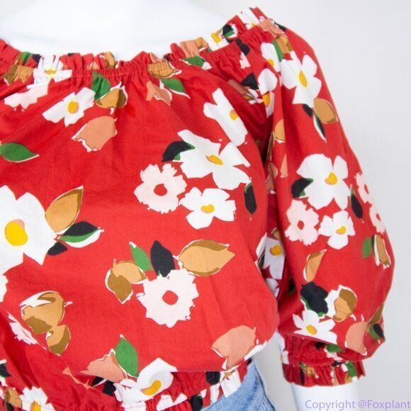 NWT kate spade Botanical garden aperitif top, Red and White - Picture 9 of 15